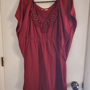 Burgundy knee length dress